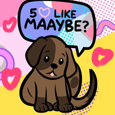 a puppy that says 5 like maybe