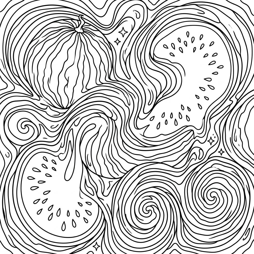 Sandías Psicodélicas para Colorear - Descarga Gratis — Color Pop