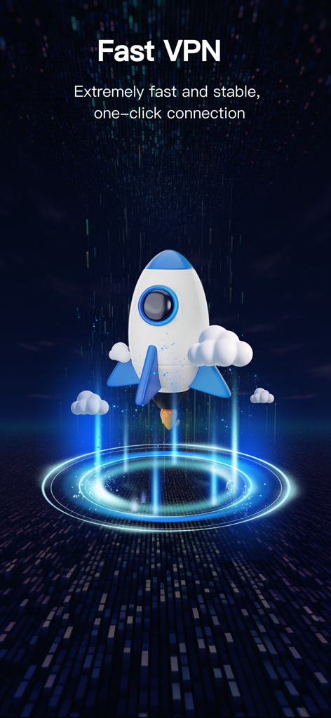 VPN-Network acceleration - Une fusée décollant d'un portail lumineux représentant une connexion VPN rapide et stable