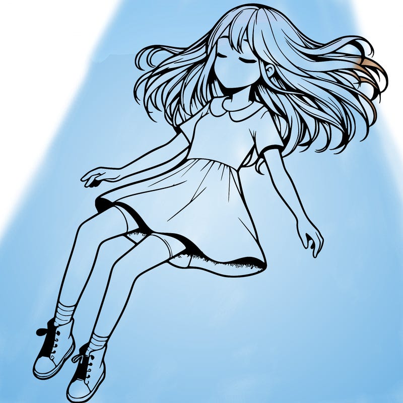 realistic girl floating