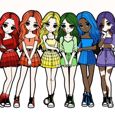 a group of girls realistic