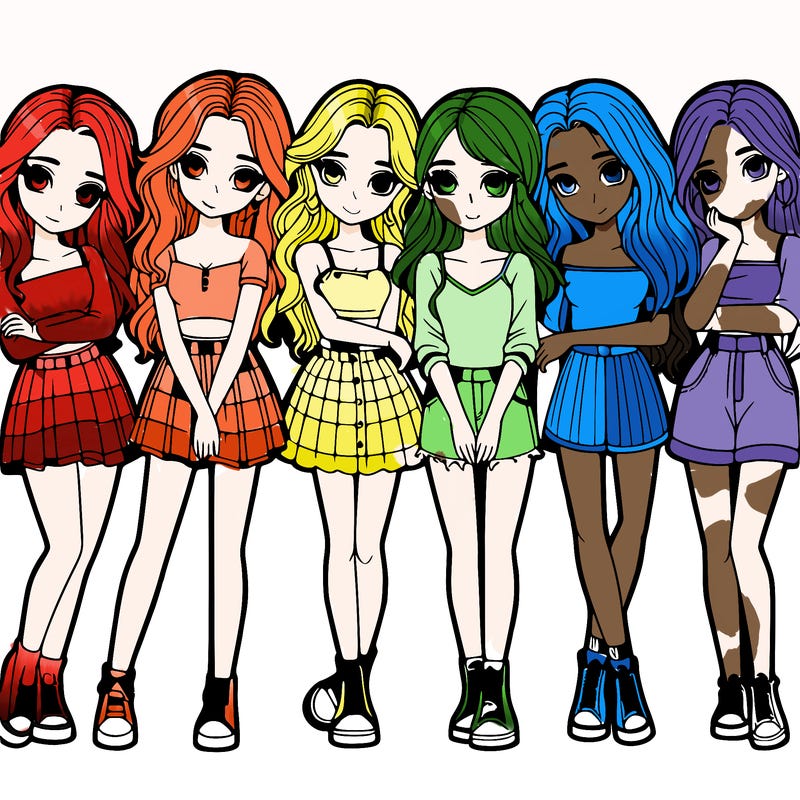 a group of girls realistic