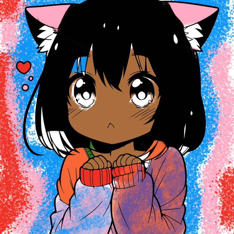 shy anime catgirl