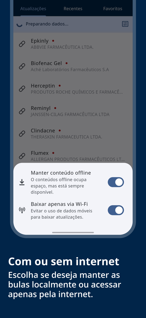 Settings screen in BulasMed app to enable offline access to drug leaflets