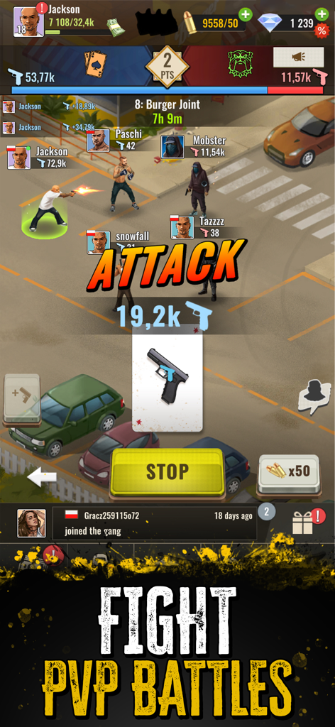 The Gang: Street Wars - PvP street combat gameplay in The Gang Street Wars mobile game