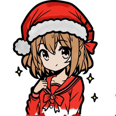 anime girl wearing a santa hat