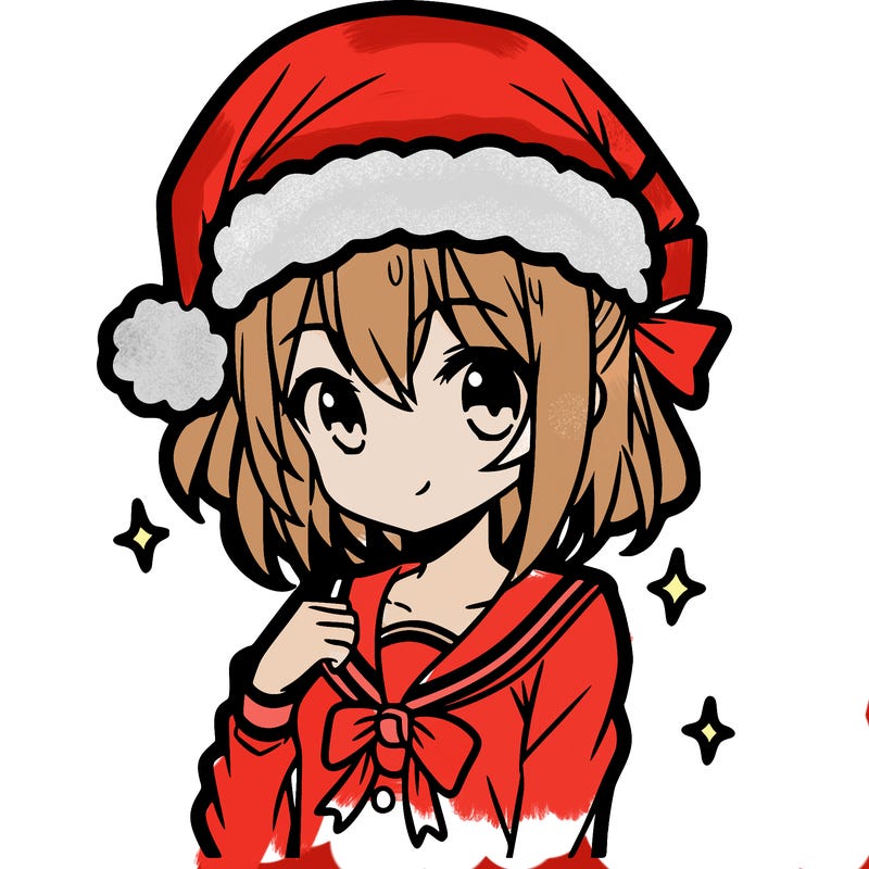 anime girl wearing a santa hat