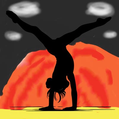 realistic gymnastic hand stand girl in four splits