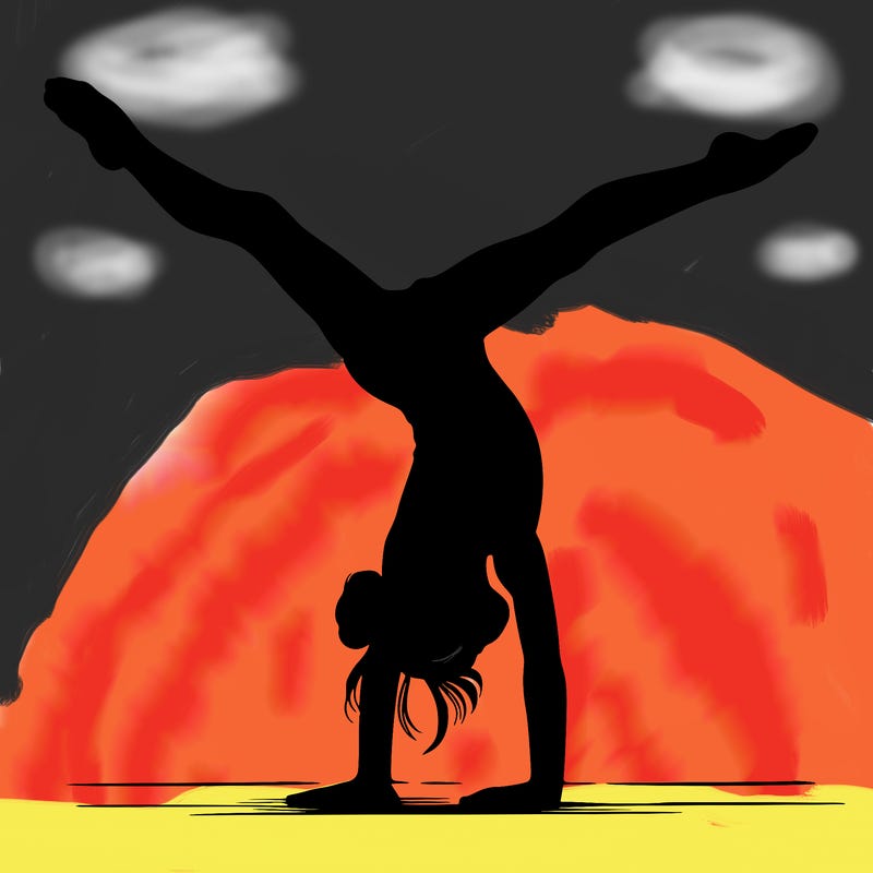 realistic gymnastic hand stand girl in four splits