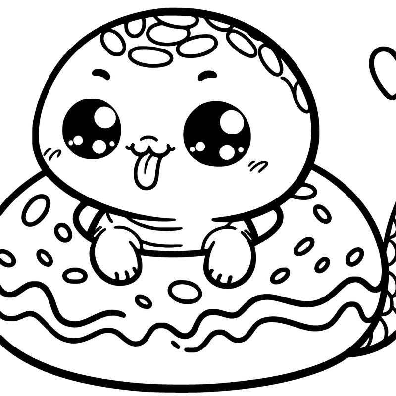 a cute, fluffy snake with its tongue out in a doughnut