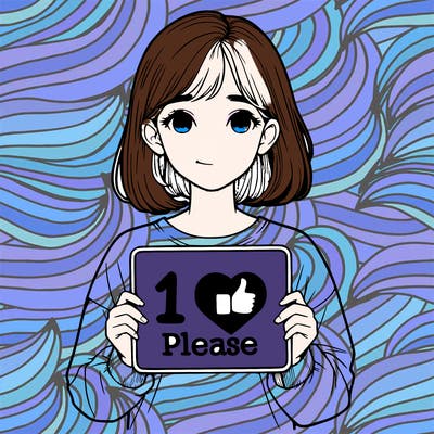 realistic girl holding a sign that says 1 like please