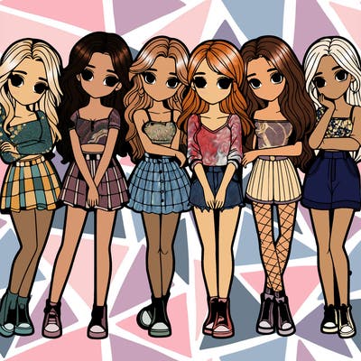 a group of girls realistic