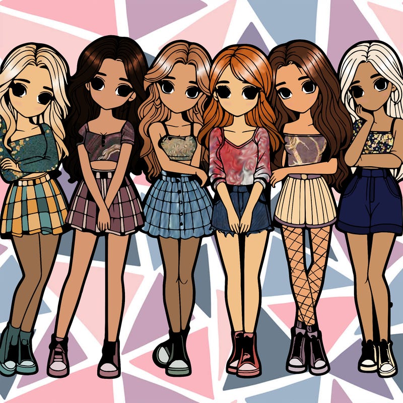 a group of girls realistic