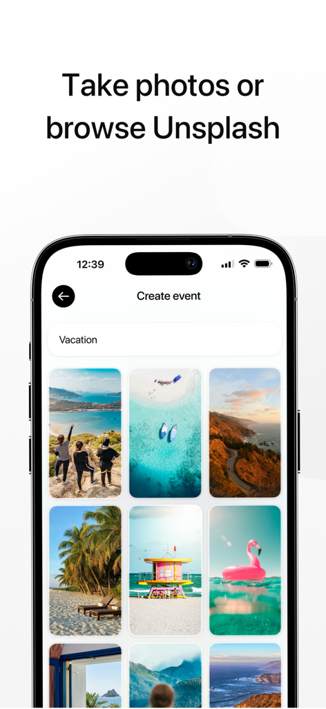Selecting travel photos for a vacation countdown event in the Days app