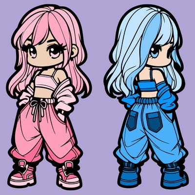 girl in crop top and baggy pants