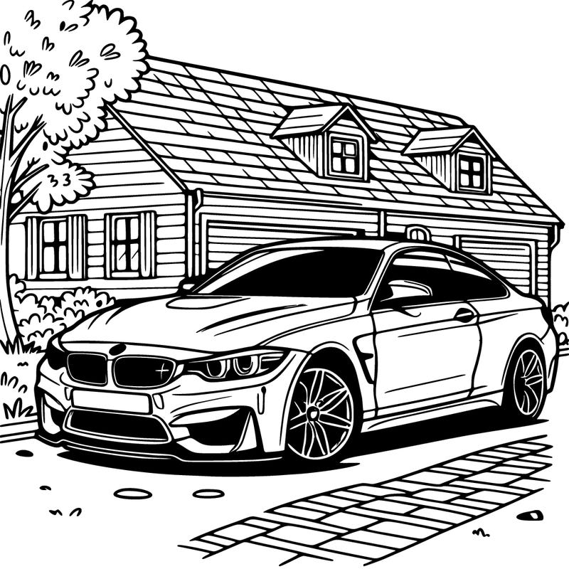 bmw m4 near a house