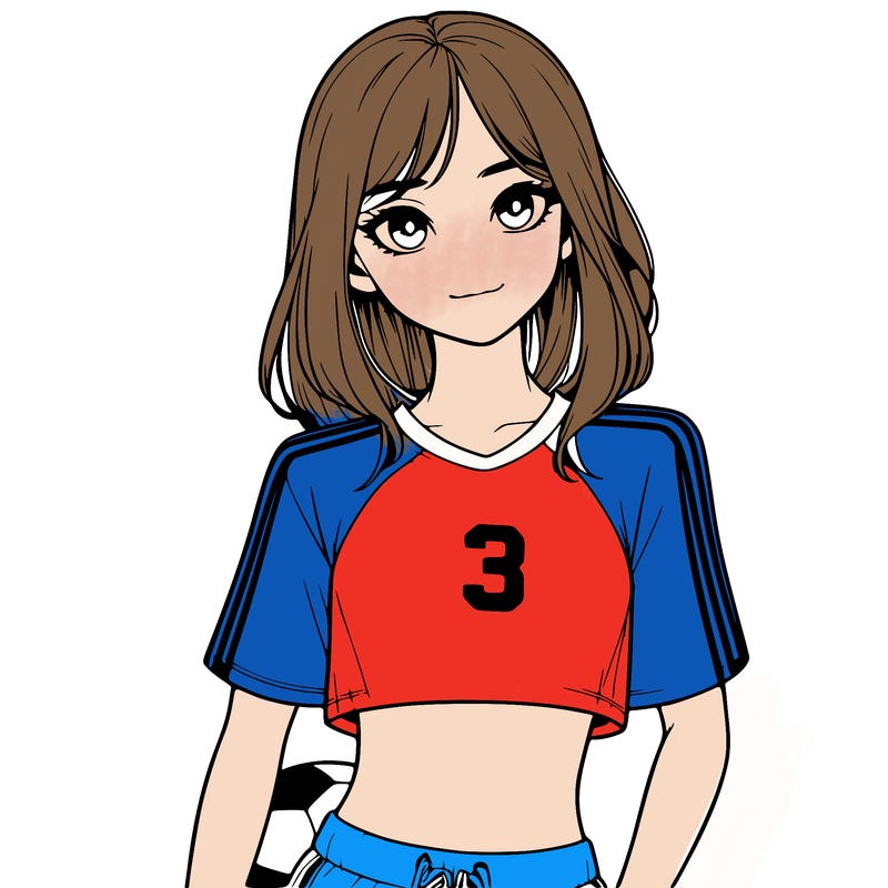 realistic girl wearing soccer jersey