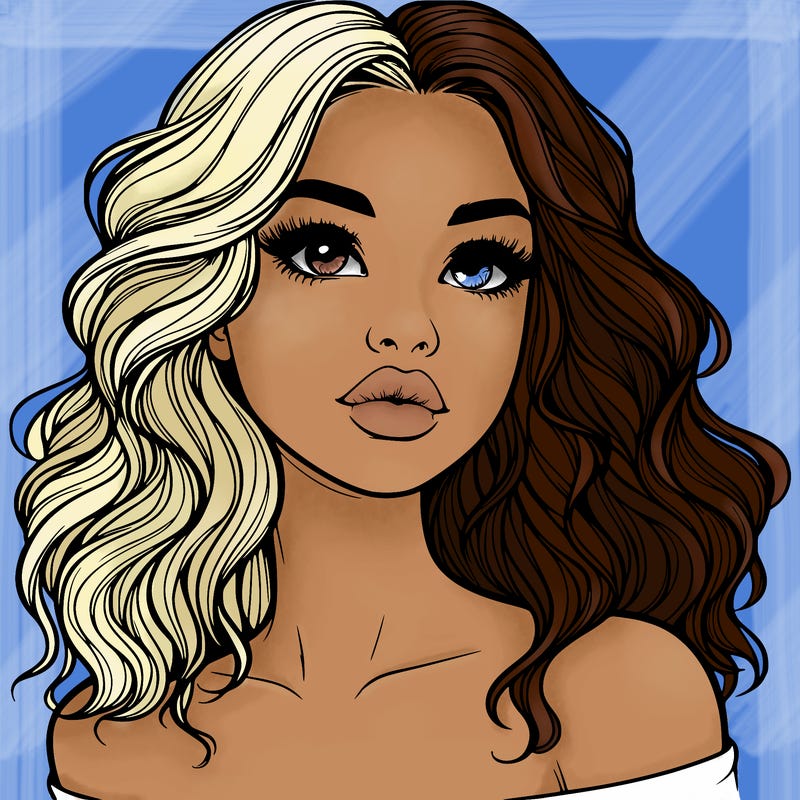 realistic girl with wavy hair and lips