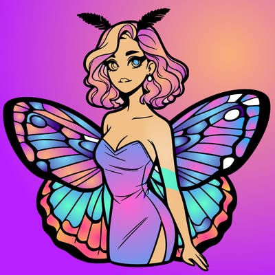 woman with moth wings