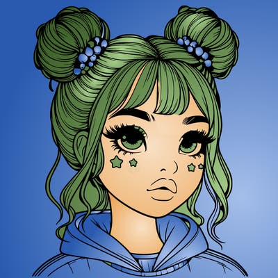 realistic girl with space buns