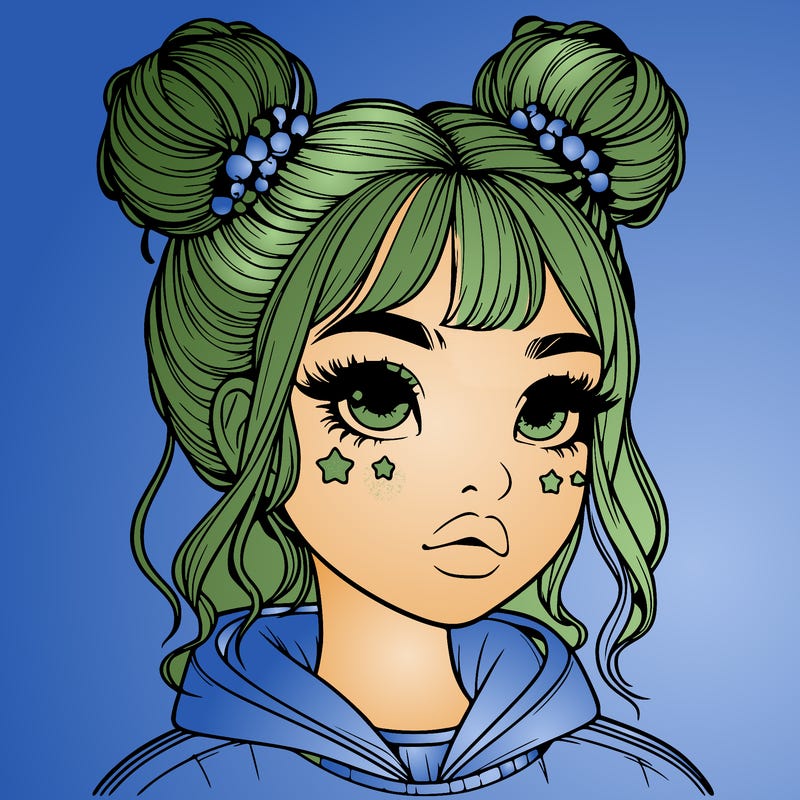 realistic girl with space buns