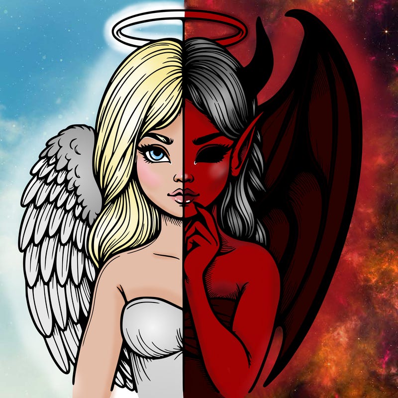 realistic angel half demon