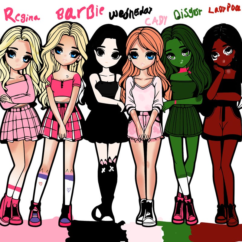 a group of girls realistic