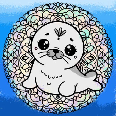 a cute baby seal mandala