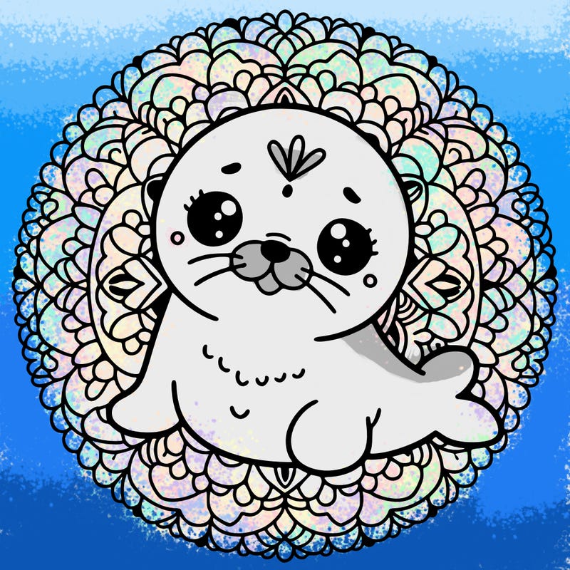 a cute baby seal mandala