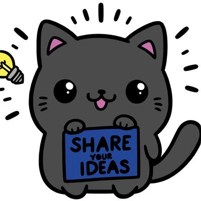 a cute cat saying share your ideas