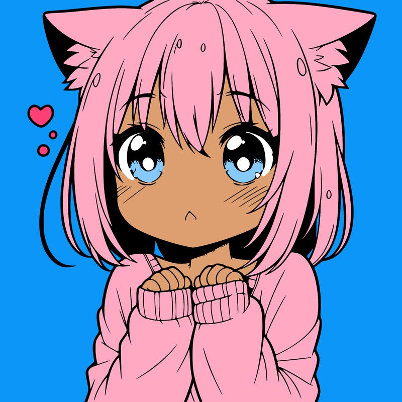 shy anime catgirl