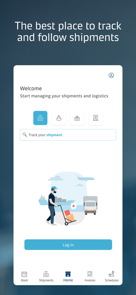 Maersk - 物流出荷の追跡と管理のためのマースクモバイルアプリのホーム画面