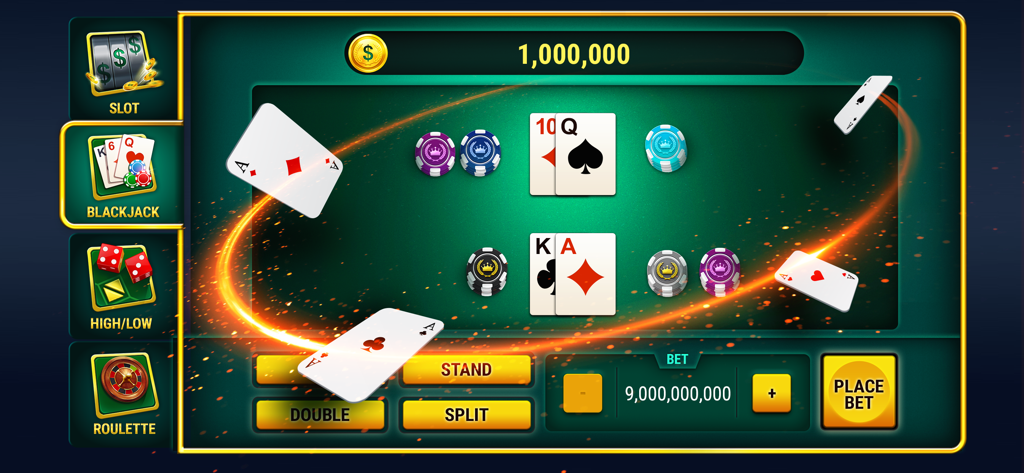 Backgammon Live™ Board Game - Blackjack card game interface with chips and betting options in Backgammon Live