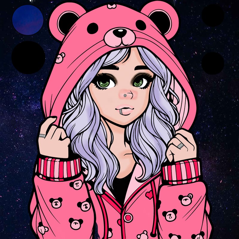 realistic girl in a animal pjs hoodie