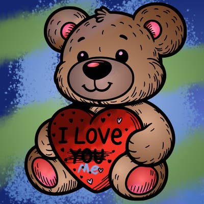 teddy bear holding an i love you heart