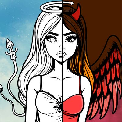 devil vs angel realistic girl