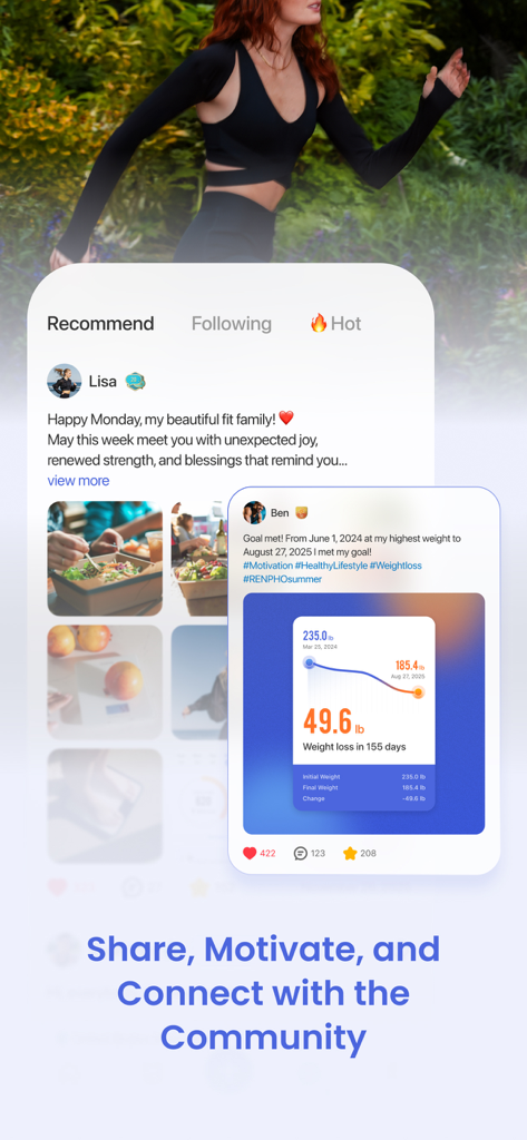 RENPHO Health - RENPHO Health app community feed with weight loss progress and fitness posts