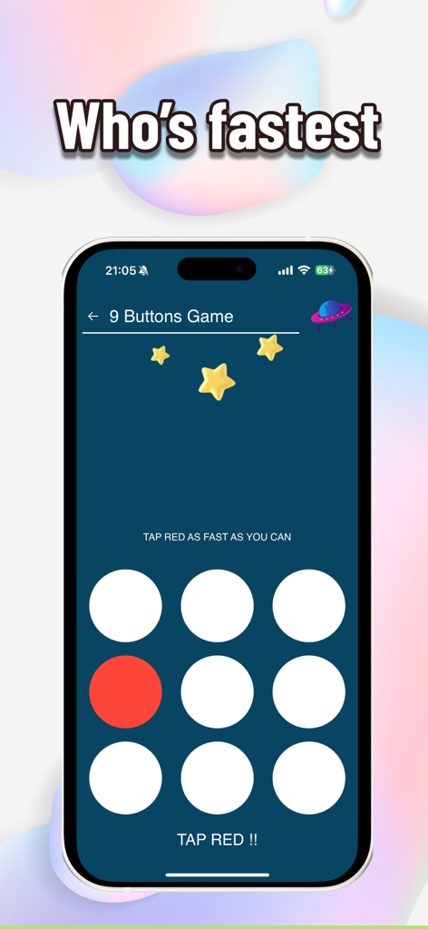 Reaction trainer for FPS games - A mobile app screen showing a 9 button grid for testing reaction speed in FPS games