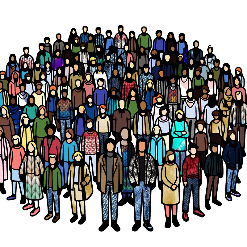 people in a big group