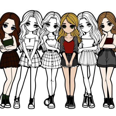 a group of girls realistic