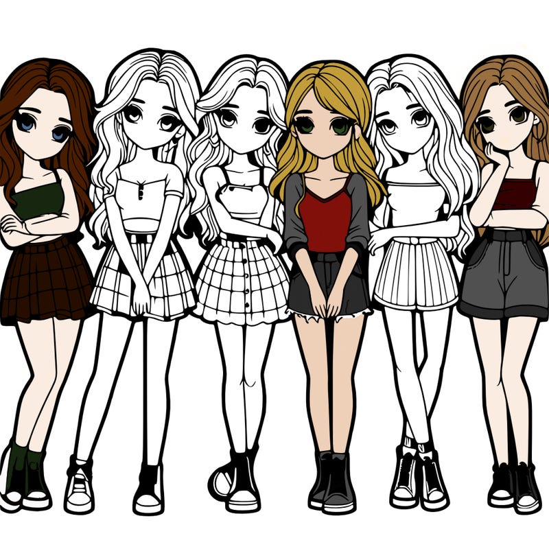 a group of girls realistic