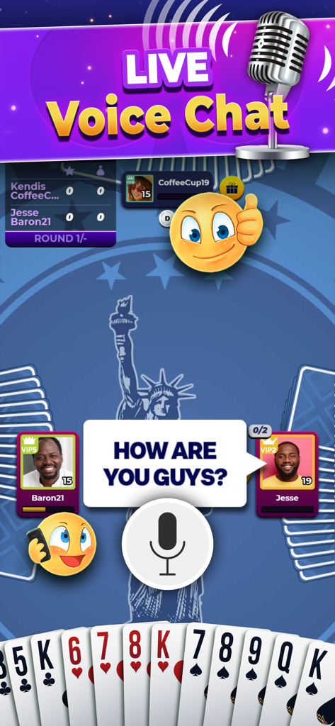 Live voice chat feature in VIP Spades online card game