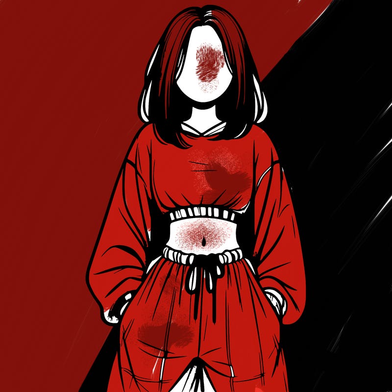 realistic girl faceless with baggy pants and a crop top