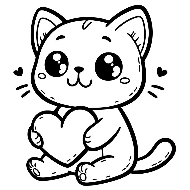 cat holding love heart