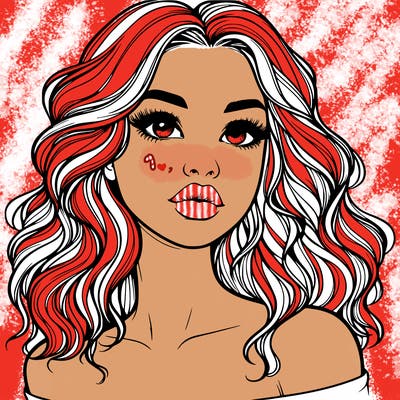 realistic girl with wavy hair and lips