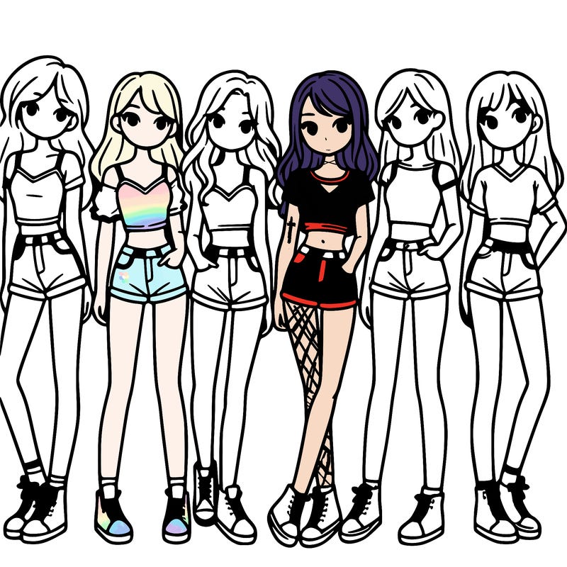 a group of girls wearing crop tops and shorts