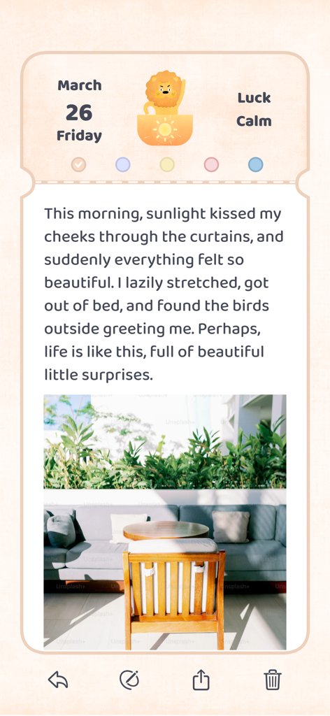 mooding - diary, mood & notes - Aesthetic digital diary entry in the mooding app designed as a ticket stub with photos and text