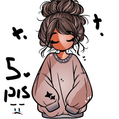 girl with baggy sweatshirt and messy bun