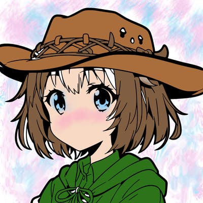 anime girl with cow hat