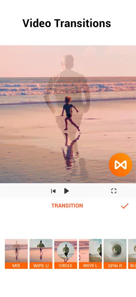 YouCut - AI Video Editor - Interface of YouCut mobile app showing various video transition effects.
